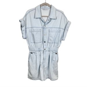 Zara Light Wash Denim Short Jumpsuit Romper Playsuit Size Medium